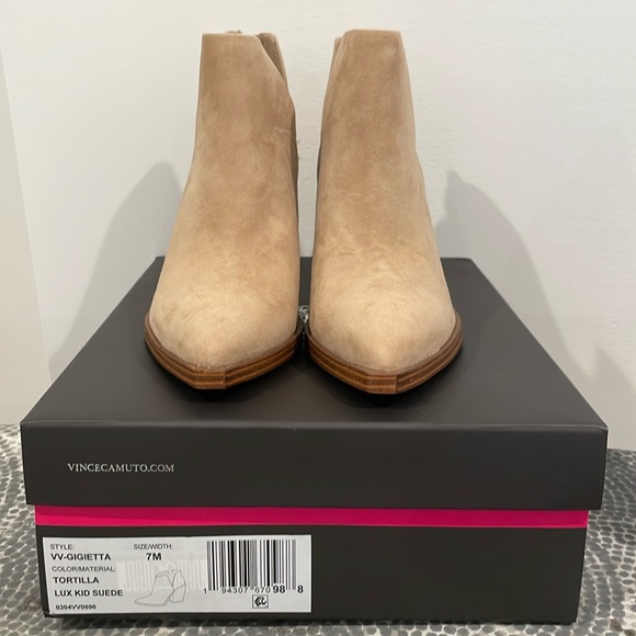 Vince Camuto Shoes - Vince Camuto Women’s Gigietta Block Heel Lux Kid Suede Bootie NIB 7M